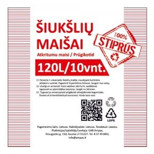 Maišai šiukšlėms. Stori, stiprūs, ritinėliuose.