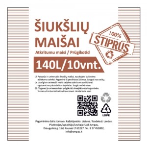Maišai šiukšlėms. Stori, stiprūs, ritinėliuose.
