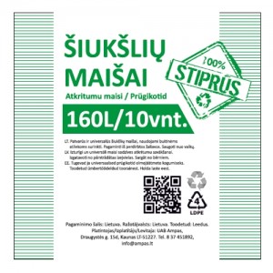 Maišai šiukšlėms. Stori, stiprūs, ritinėliuose.