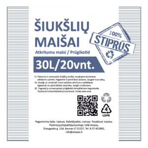 Maišai šiukšlėms. Stori, stiprūs, ritinėliuose.