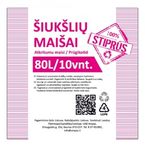 Stiprūs, patikimi maišai šiukšlėms.