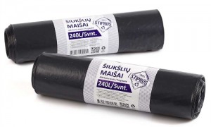 Maišai šiukšlėms. Stori, stiprūs, ritinėliuose.
