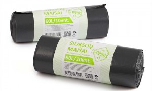 Maišai šiukšlėms. Stori, stiprūs, ritinėliuose.